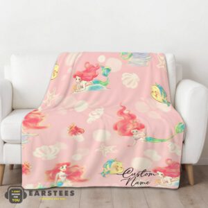 Alternative view of Good Disney The Little Mermaid & Flounder Delicate Watercolor Blanket Fleece Customized Blanket