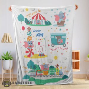 Good Dumbo Personalized Minky Blanket Circus Elephant Nursery Blanket Fleece Customized Blanket