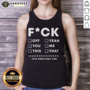 Funny adult humor tank top featuring the 'Good Fck Checklist' design, perfect for playful and comedic fashion.