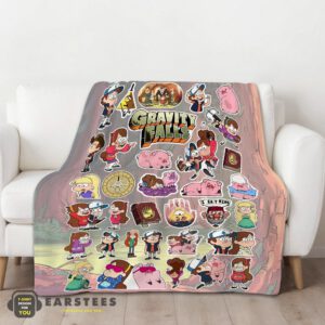 Alternative view of Good Gravity Falls Dipper Mabel & Waddles Sticker Collage Blanket Fleece Customized Blanket