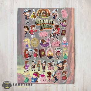 Good Gravity Falls Dipper Mabel & Waddles Sticker Collage Blanket Fleece Customized Blanket
