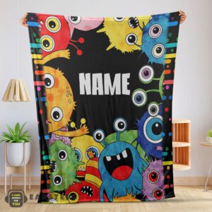 Good Happy Monster Coloring Blanket Fleece Customized Blanket