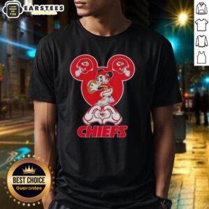 Good Mickey Hands Heart Kansas City Chiefs Football T-Shirt featuring a playful Mickey Mouse design for fans.