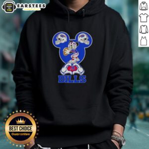 Good Mickey hands forming a heart in front of a Cincinnati Bengals football hoodie, showcasing team spirit and love.