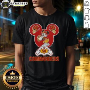 Alt Text: Good Mickey hands forming a heart on a love-themed Washington Commanders football T-shirt design.
