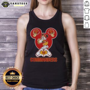 Good Mickey hands heart love graphic on Washington Commanders football tank top for fans and summer wear.
