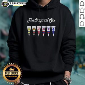 Good NHL Original Six National Hockey League pennant flag hoodie featuring vibrant team colors and logo design.