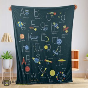 Good Outer Space Alphabet Poster Cute A To Z Astronomy Fleece Blanket