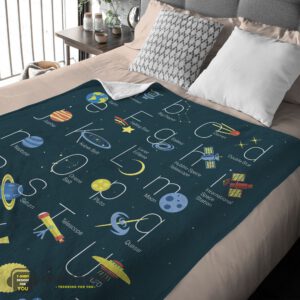 Alternative view of Good Outer Space Alphabet Poster Cute A To Z Astronomy Fleece Blanket