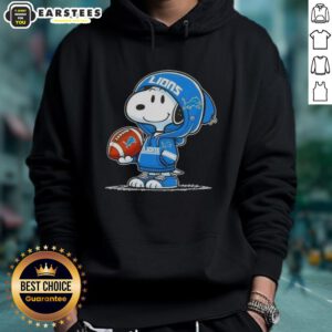 Snoopy wearing a Detroit Lions hoodie smiles at fans, showcasing his playful spirit in this charming Good Peanuts image.