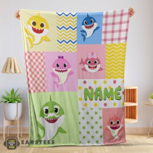 Good Personalized Colorful Baby Shark Blanket Fleece Customized Blanket