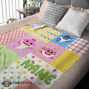 Alternative view of Good Personalized Colorful Baby Shark Blanket Fleece Customized Blanket