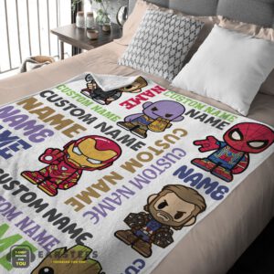 Alternative view of Good Personalized Marvel Superheroes And Thanos Blanket Fleece Customized Blanket