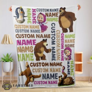 Good Personalized Masha And The Bear Blanket Fleece Customized Blanket