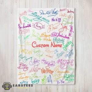 Good Playful Hand Writing Typography Vibrant Name Blanket Fleece Customized Blanket