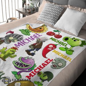Alternative view of Good Pretty Plants Vs Zombies Characters Blanket Fleece Customized Blanket