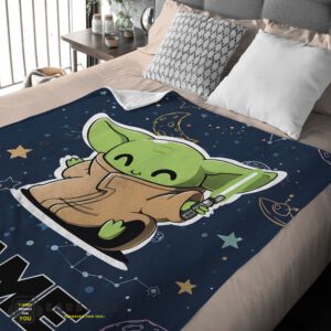 Alternative view of Good Star Wars Baby Yoda Astronomy Blanket Fleece Customized Blanket