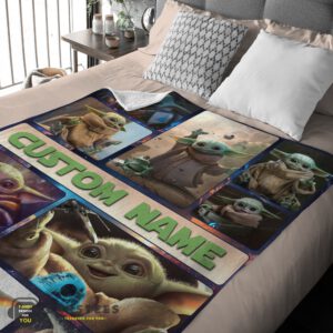 Alternative view of Good Star Wars Baby Yoda Collage Blanket Fleece Customized Blanket