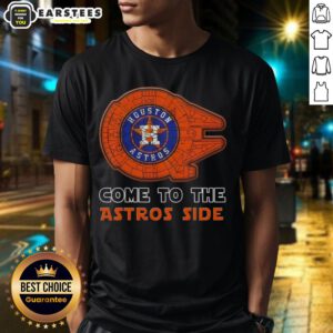 Good Star Wars Come To The Houston Astros Side T-Shirt featuring a playful design for fans of both franchises.