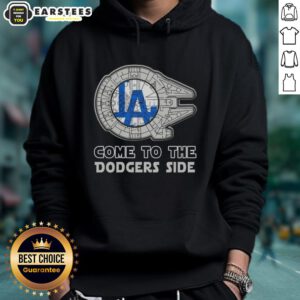 Good Star Wars Come to the Los Angeles Dodgers Side Hoodie featuring iconic designs and team colors.