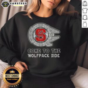 Good Star Wars Come to the NC State Wolfpack Side Sweatshirt featuring iconic Star Wars graphics and university colors.