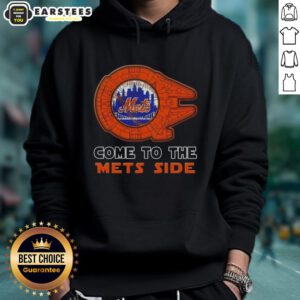 Alt Text: Stylish Good Star Wars Come to the New York Mets side hoodie featuring a unique design for fans.