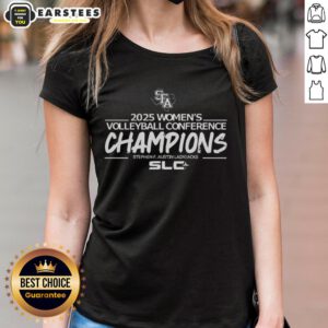 Good Stephen F. Austin Ladyjacks 2025 Women's Volleyball Conference Champions ladies tee featuring team colors and logo.