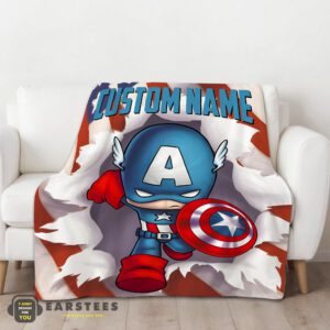 Alternative view of Good Superhero Marvel Avenger Chibi Captain America Blanket Fleece Customized Blanket