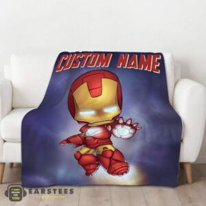Alternative view of Good Superhero Marvel Avenger Chibi Iron Man Blanket Fleece Customized Blanket