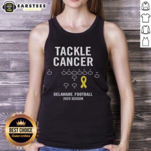 Good Tackle Cancer Delaware Football 2025 Season tank top featuring a bold design to support cancer awareness.