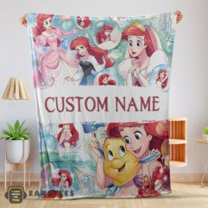 Good The Little Mermaid Blanket Ariel Princess Fleece Family Princess Customized Blanket