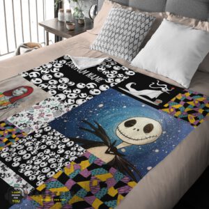 Alternative view of Good The Nightmare Before Christmas Jack Skellington Sally Zero Halloween Customized Blanket