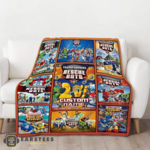 Alternative view of Good Transformer Rescue Bots Collage Poster Blanket Fleece Customized Blanket