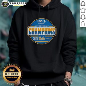 2025 UCLA Big Ten Men's Soccer Tournament Champions hoodie featuring team colors and logo, perfect for fans and supporters.