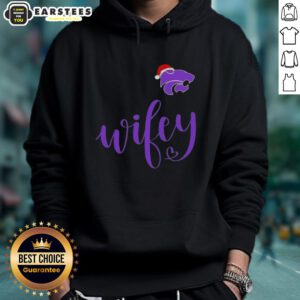 Alt Text: Good Wifey Kansas State Wildcats hoodie with Santa hat, perfect for a Merry Christmas celebration.
