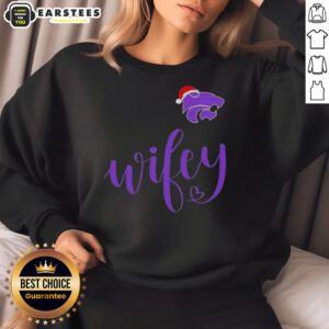 Good Wifey Kansas State Wildcats sweatshirt with Santa hat perfect for Merry Christmas celebrations and holiday spirit.