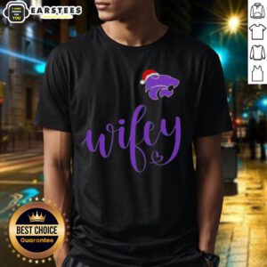 Good Wifey Kansas State Wildcats Santa Hat Merry Christmas T-Shirt featuring festive design and team colors.