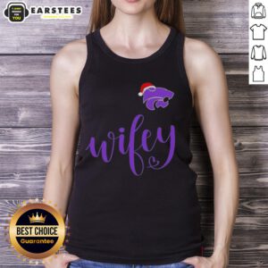 Good Wifey Kansas State Wildcats tank top with Santa hat, perfect for a Merry Christmas celebration.
