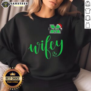 Good Wifey Marshall Thundering Herd sweatshirt with Santa hat, perfect for a Merry Christmas celebration.