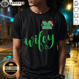 Good Wifey Marshall Thundering Herd Santa Hat Merry Christmas T-Shirt featuring festive design for holiday cheer.