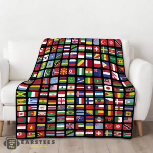 Alternative view of Good World Flags Grid Colorful International Countries Flag Blanket Fleece Blanket