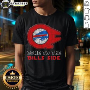 Happy Star Wars Come To The Buffalo Bills Side T-Shirt featuring vibrant graphics and a playful design for fans.