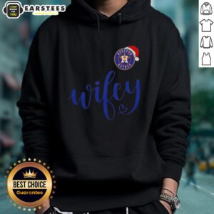 Happy Wifey Houston Astros hoodie with Santa hat, perfect for a Merry Christmas celebration and holiday spirit.