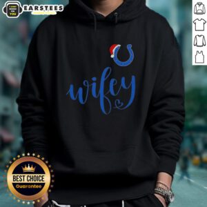 Happy Wifey Indianapolis Colts hoodie with Santa hat, perfect for a Merry Christmas celebration in team spirit.