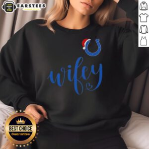 Happy Wifey Indianapolis Colts Santa Hat Merry Christmas Sweatshirt for festive football fans this holiday season.