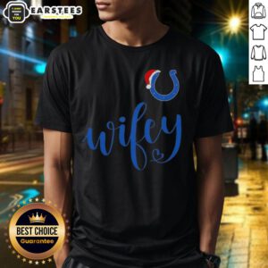 Happy Wifey Indianapolis Colts Santa Hat Merry Christmas T-Shirt featuring festive design for Colts fans.