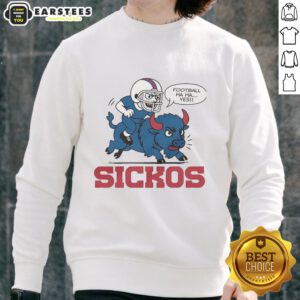 Cartoon sweatshirt featuring Nice Buffalo Bills NFL Sickos design, perfect for football fans and casual wear.