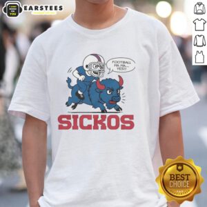 Cartoon Buffalo Bills NFL Sickos football t-shirt design featuring playful graphics and bold colors for fans.