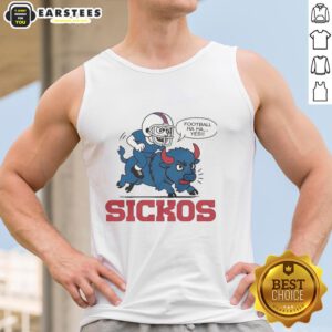 Cartoon tank top featuring 'Nice Buffalo Bills NFL Sickos Football Haha Yes' design, perfect for passionate Bills fans.