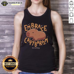 Nice Embrace Capybarism Do Nothing tank top featuring a cute capybara graphic, perfect for casual style and relaxation.